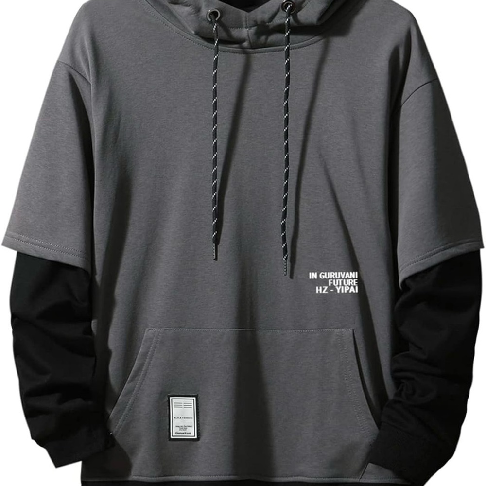 Stylish Gray and Black Men's Hoodie